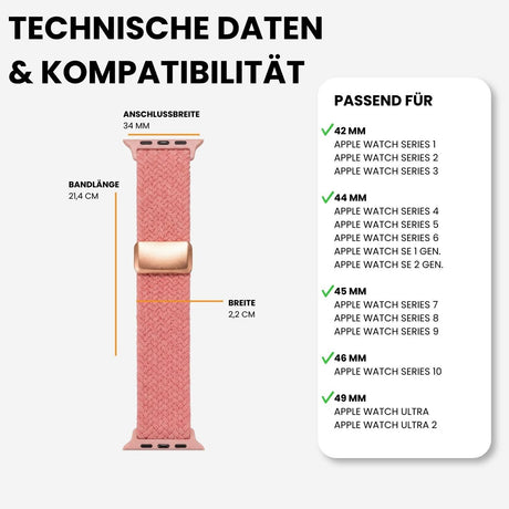 Kompatibilität 42/44/45/49mm - Knallrosa
