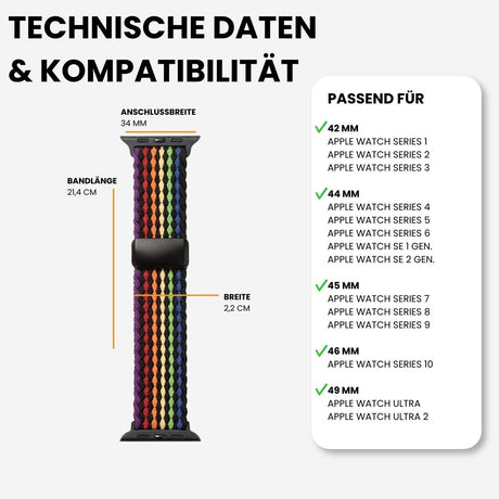 Kompatibilität 42/44/45/49mm - Schwarz Regenbogen