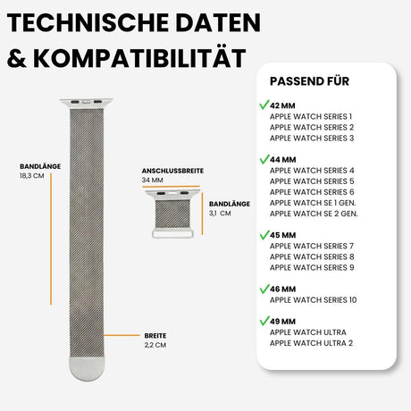 Kompatibilität 42/44/45/49mm - Silber