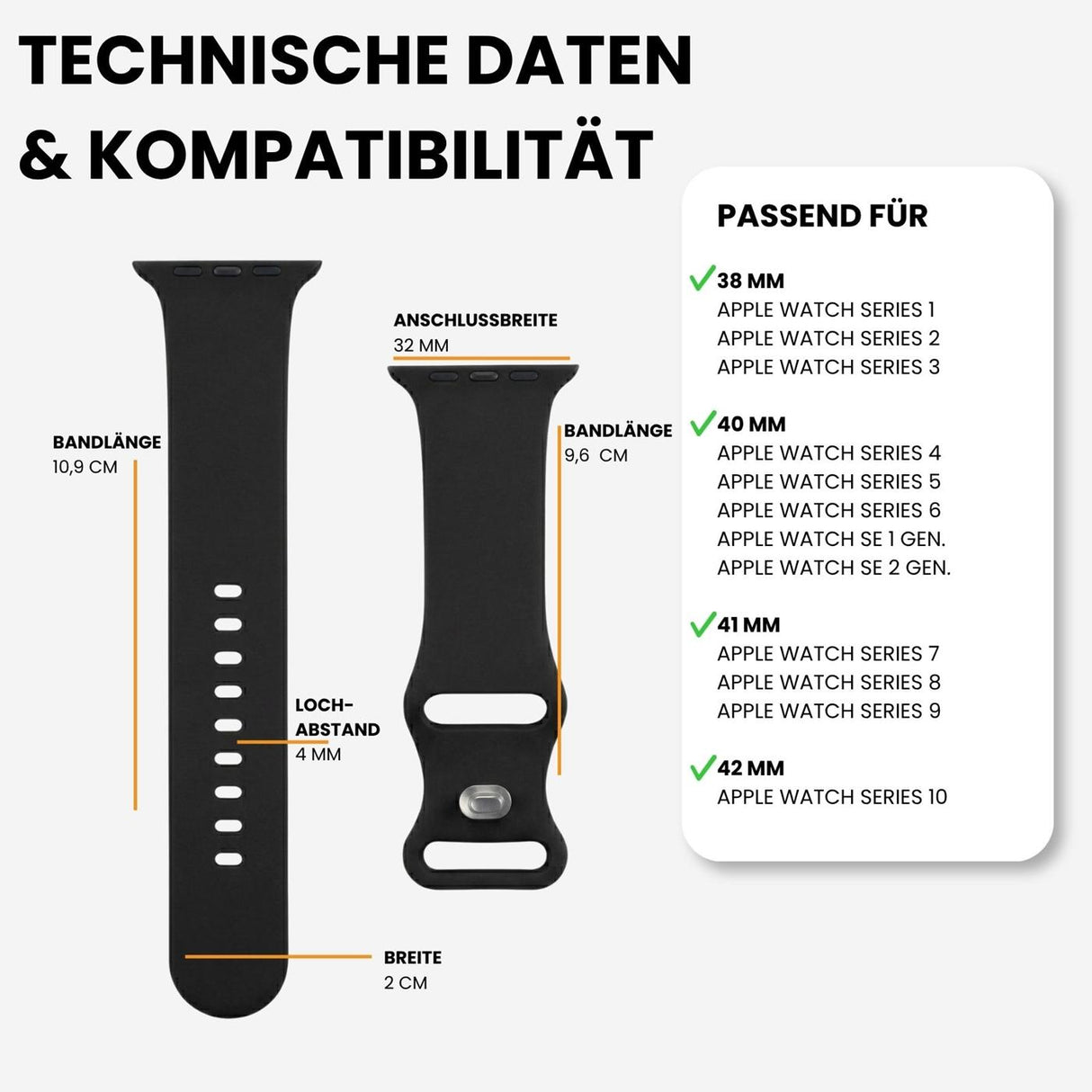 Kompatibilität 38/40/41mm - Schwarz