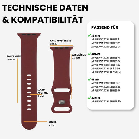Kompatibilität 38/40/41mm - Weinrot