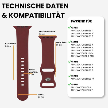 Kompatibilität 42/44/45/49mm - Weinrot