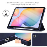Smart Book Cover für Samsung Galaxy Tab S7 / S8 in Blau – Wake-&-Sleep-Funktion, Stifthalter & flexible Aufstellmöglichkeiten.