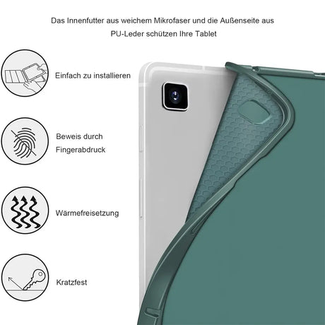 Smart Book Cover für Samsung Galaxy Tab A7 Lite 8.7 in Grün – Wake-&-Sleep-Funktion, Stifthalter & flexible Aufstellmöglichkeiten.