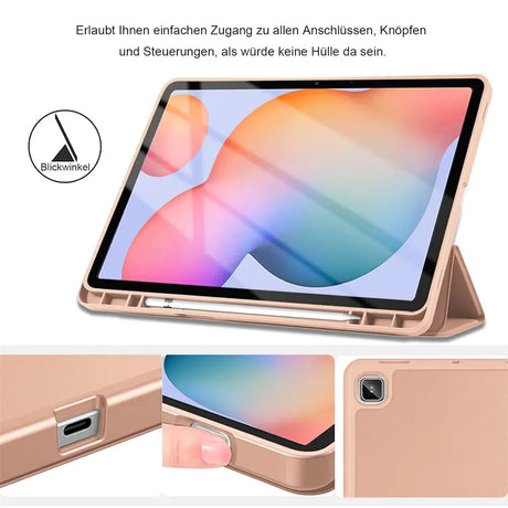 Smart Book Cover für Samsung Galaxy Tab A8 10.5 (2021) in Rosegold – Wake-&-Sleep-Funktion, Stifthalter & flexible Aufstellmöglichkeiten.