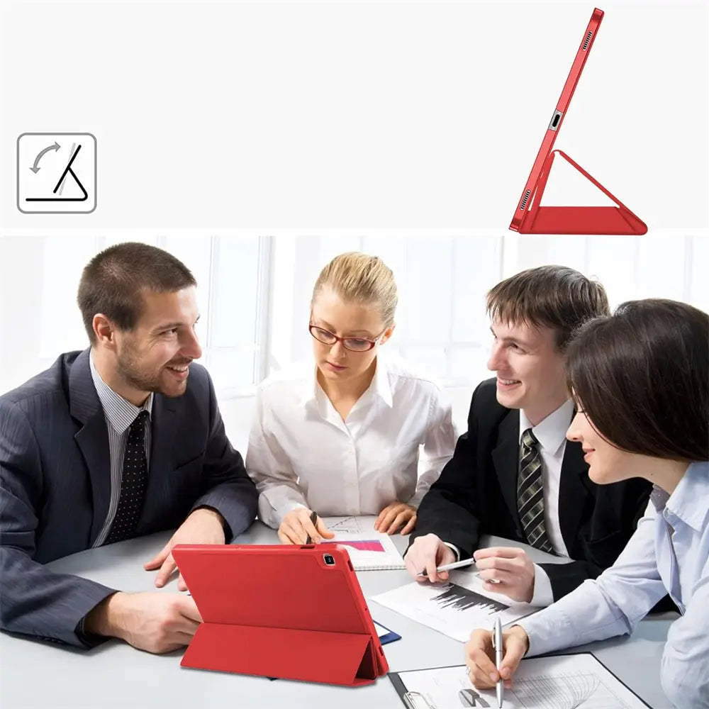 Smart Book Cover für Samsung Galaxy Tab S9+ / S9 FE+ in Rot – Wake-&-Sleep-Funktion, Stifthalter & flexible Aufstellmöglichkeiten.
