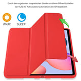 Smart Book Cover für Samsung Galaxy Tab S7 / S8 in Rot – Wake-&-Sleep-Funktion, Stifthalter & flexible Aufstellmöglichkeiten.
