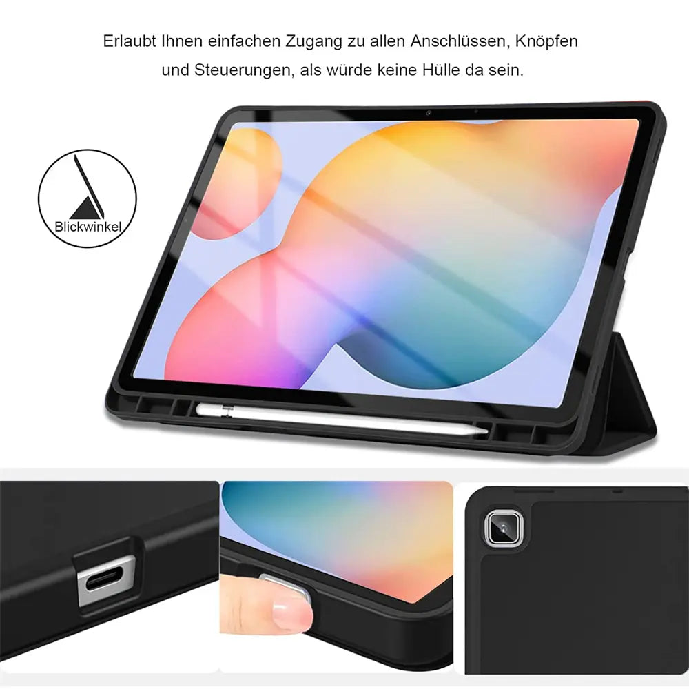 Smart Book Cover für Samsung Galaxy Tab S7 / S8 in Schwarz – Wake-&-Sleep-Funktion, Stifthalter & flexible Aufstellmöglichkeiten.