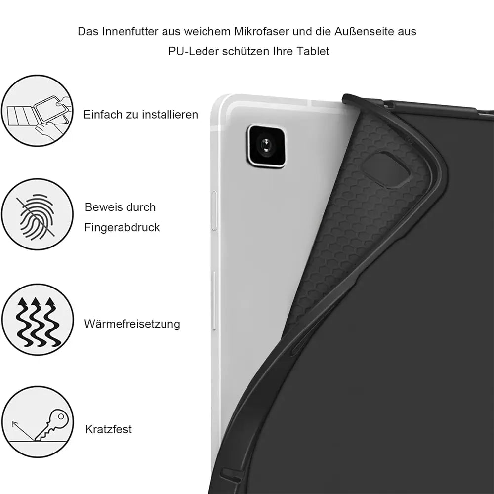 Smart Book Cover für Samsung Galaxy Tab S7 / S8 in Schwarz – Wake-&-Sleep-Funktion, Stifthalter & flexible Aufstellmöglichkeiten.