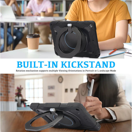 Robuste Outdoor-Schutzhülle für iPad Mini 4/5 in Schwarz – Stoßfest mit 360° Ständer und Schultergurt