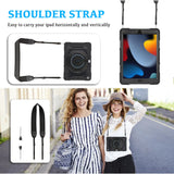 Robuste Outdoor-Schutzhülle für iPad Air 3/4/5 10.9 in Schwarz – Stoßfest mit 360° Ständer und Schultergurt
