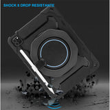 Robuste Outdoor-Schutzhülle für iPad Pro 11 2018/2020/2021 in Schwarz – Stoßfest mit 360° Ständer und Schultergurt