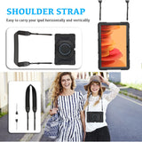 Robuste Outdoor-Schutzhülle für Samsung Galaxy Tab A7 10.4 in Schwarz – Stoßfest mit 360° Ständer und Schultergurt