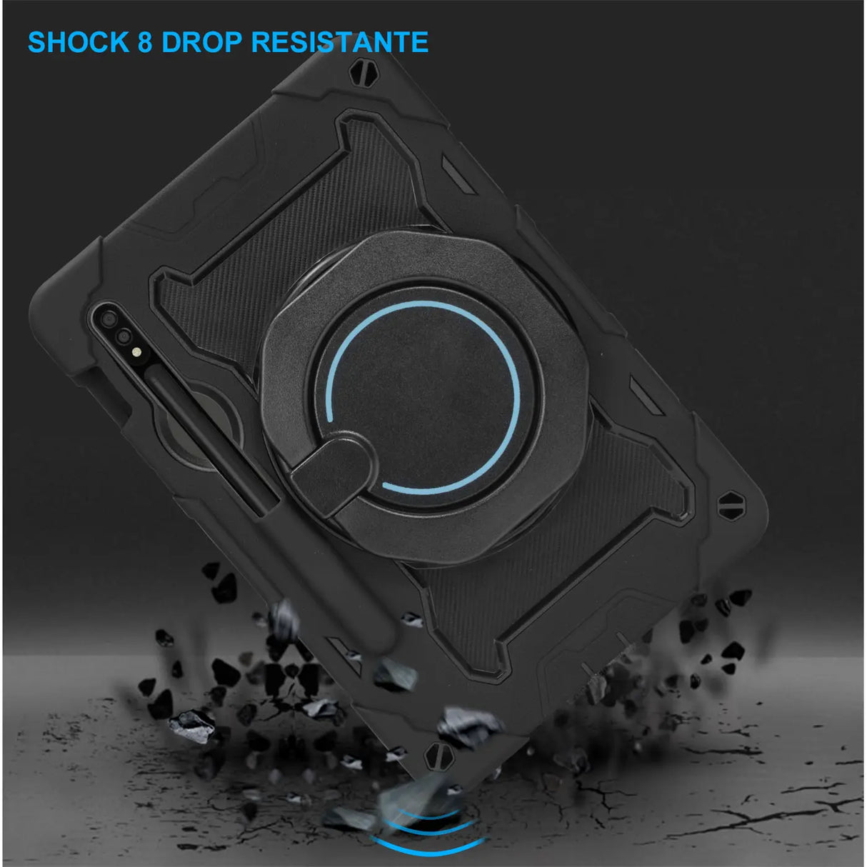 Robuste Outdoor-Schutzhülle für Samsung Galaxy Tab A8 10.5 2021 in Schwarz – Stoßfest mit 360° Ständer und Schultergurt