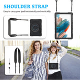 Robuste Outdoor-Schutzhülle für Samsung Galaxy Tab A8 10.5 2021 in Schwarz – Stoßfest mit 360° Ständer und Schultergurt