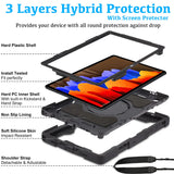 Robuste Outdoor-Schutzhülle für Samsung Galaxy Tab A8 10.5 2021 in Schwarz – Stoßfest mit 360° Ständer und Schultergurt