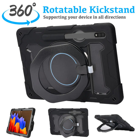 Robuste Outdoor-Schutzhülle für Apple iPad 10.9 (2022) in Schwarz – Stoßfest mit 360° Ständer und Schultergurt