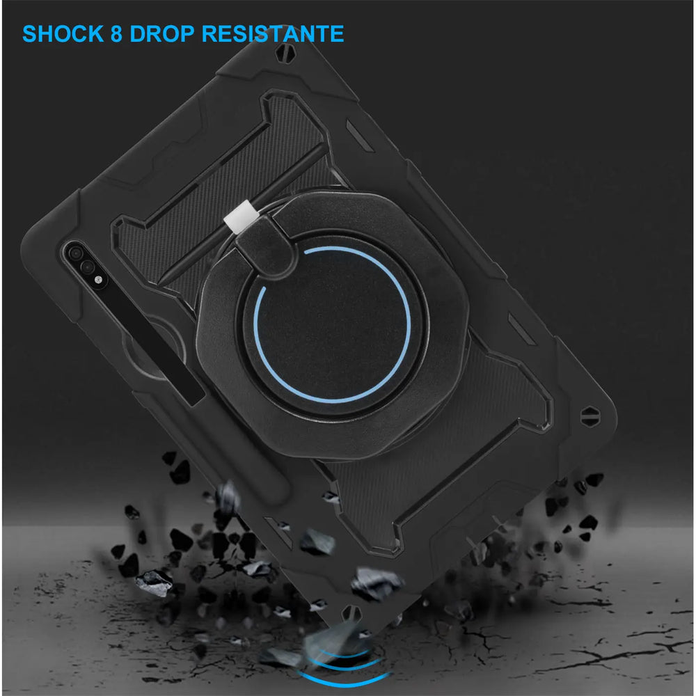 Robuste Outdoor-Schutzhülle für Xiaomi Redmi Pad in Schwarz – Stoßfest mit 360° Ständer und Schultergurt