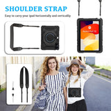 Robuste Outdoor-Schutzhülle für Redmi Pad SE in Schwarz – Stoßfest mit 360° Ständer und Schultergurt