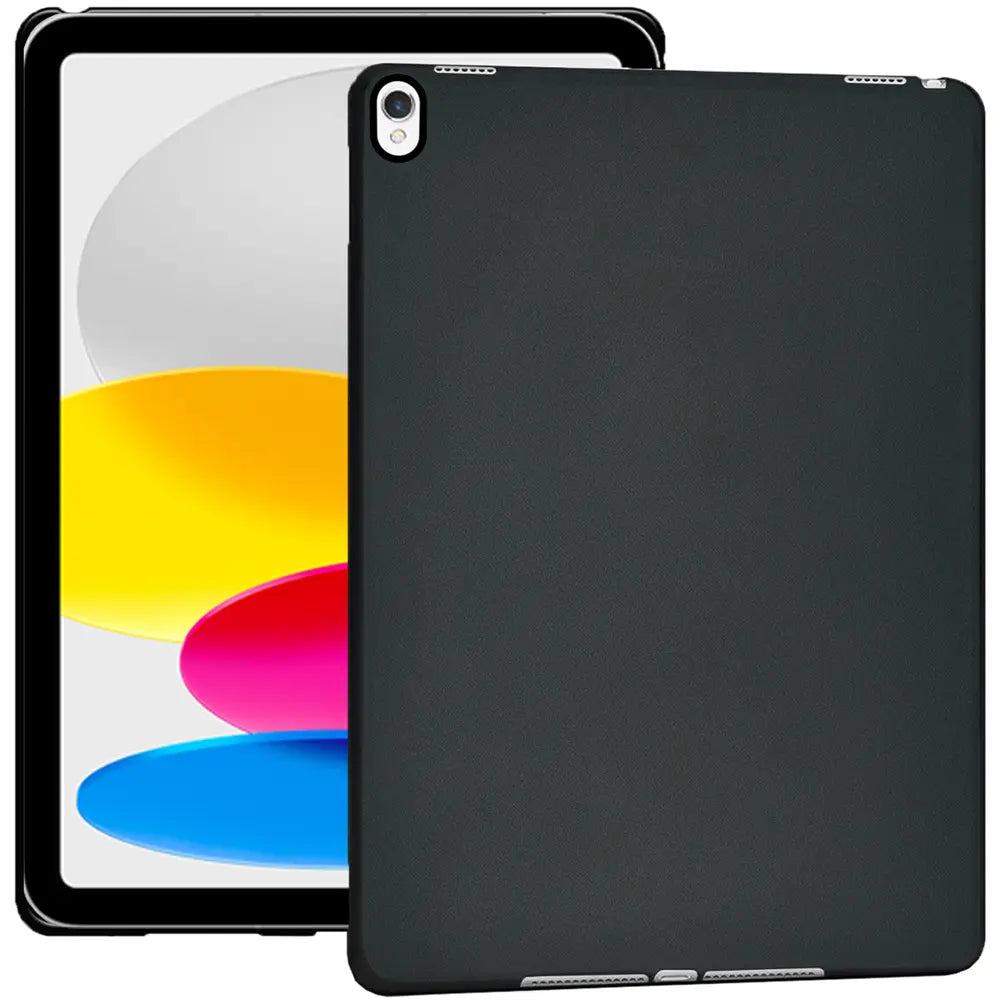 Schwarze TPU Hülle für iPad (10. Gen.), Rückansicht, leicht schräg