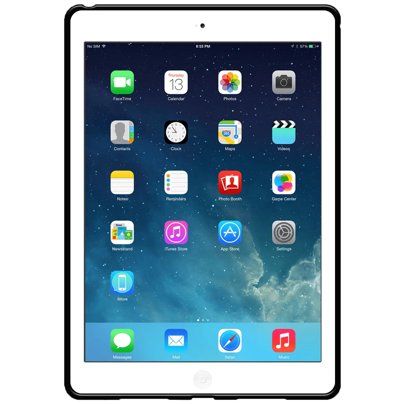 iPad Air 2 in schwarzer TPU-Hülle, Vorderansicht.