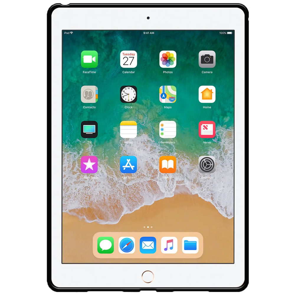 iPad Air (1. Gen.) in schwarzer TPU-Hülle, Vorderansicht.