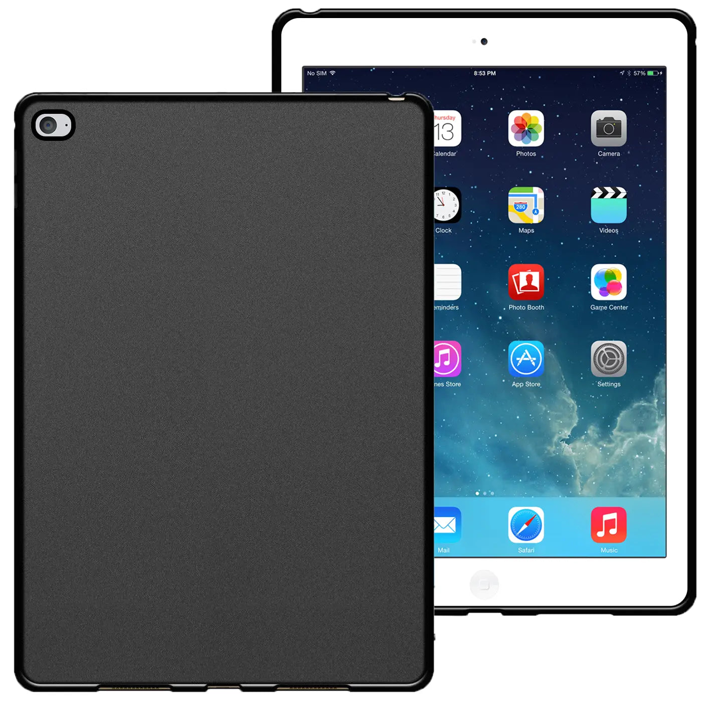 Schwarze TPU-Hülle für iPad mini 4, Rückseite, von vorne