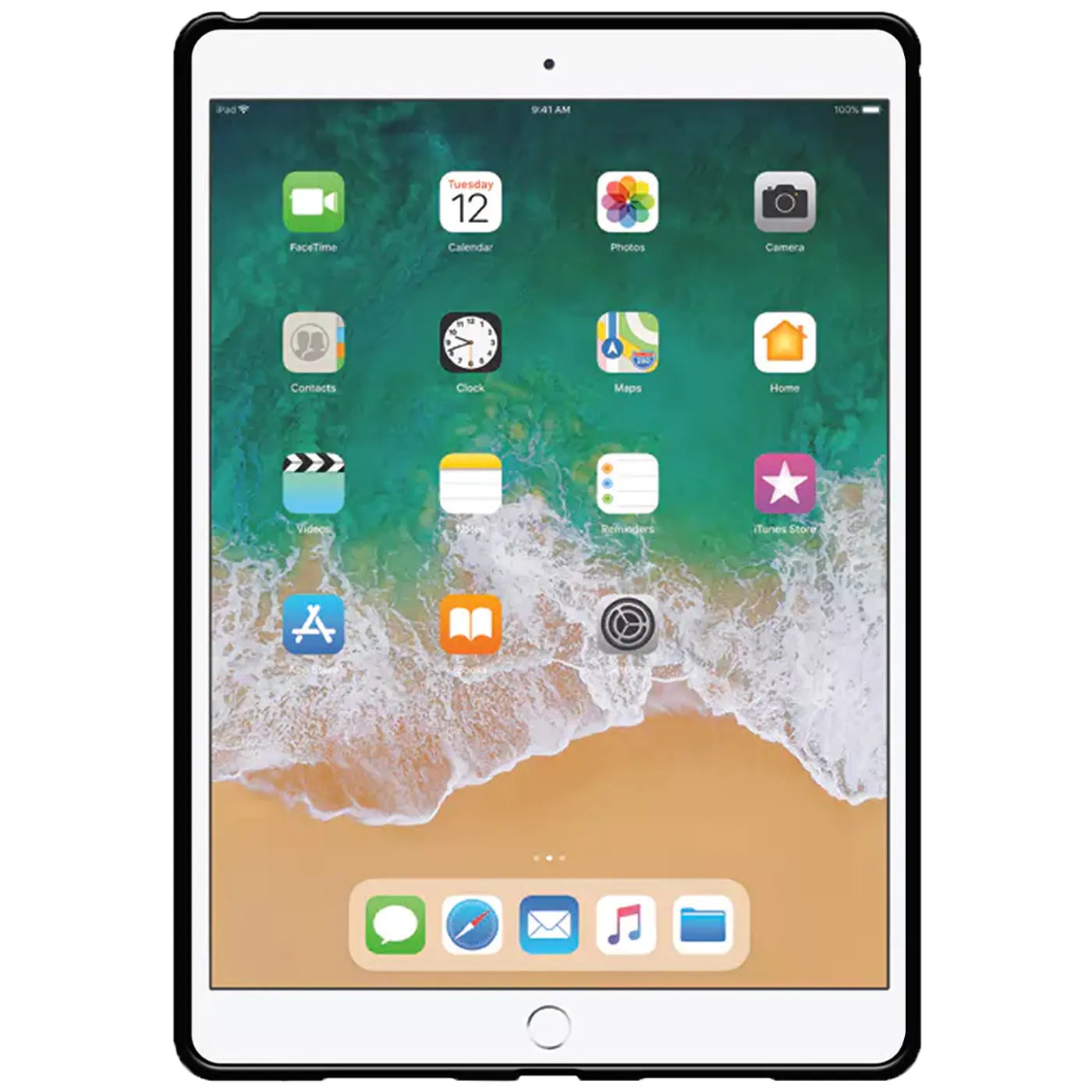 Schwarze TPU-Schutzhülle für 10,5" iPad Pro, von vorne, leicht schräg, mit Display-Inhalt.
