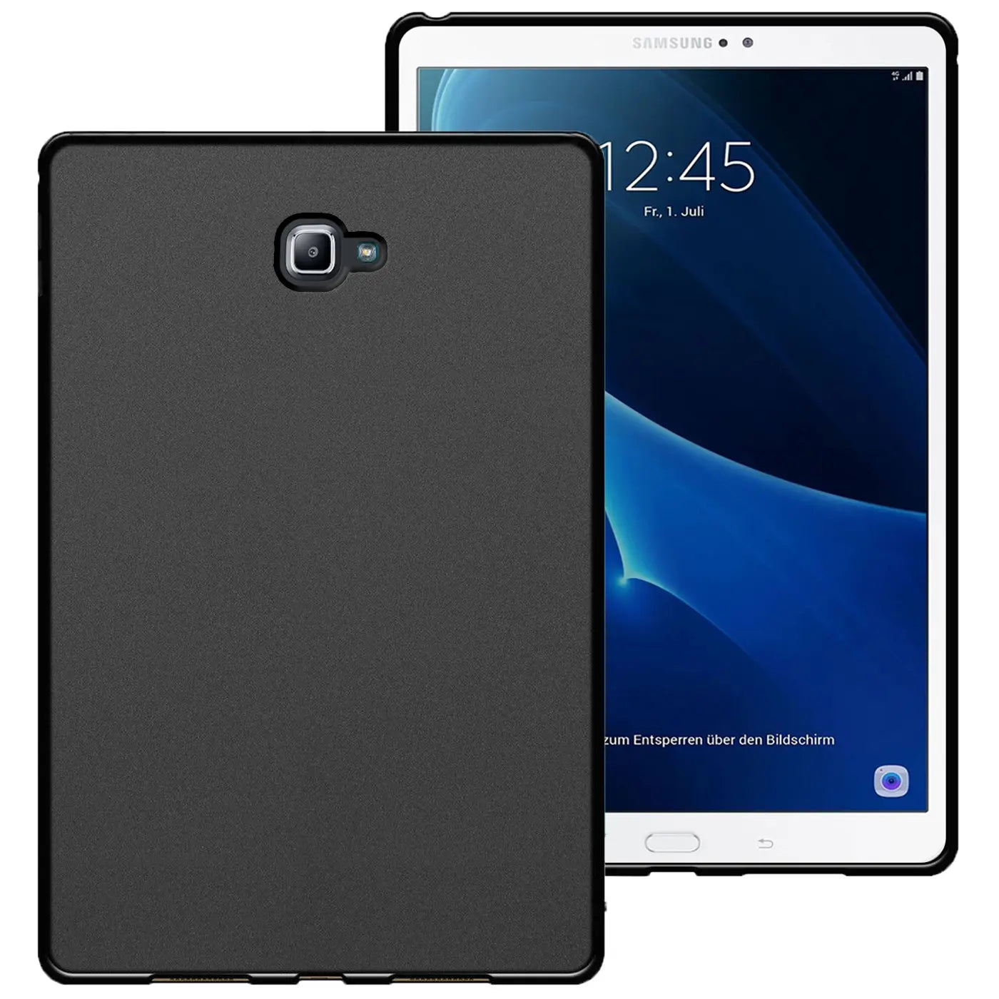 Schwarze TPU-Hülle für Samsung Galaxy Tab A 10.1 2016, Rückseite und Vorderseite