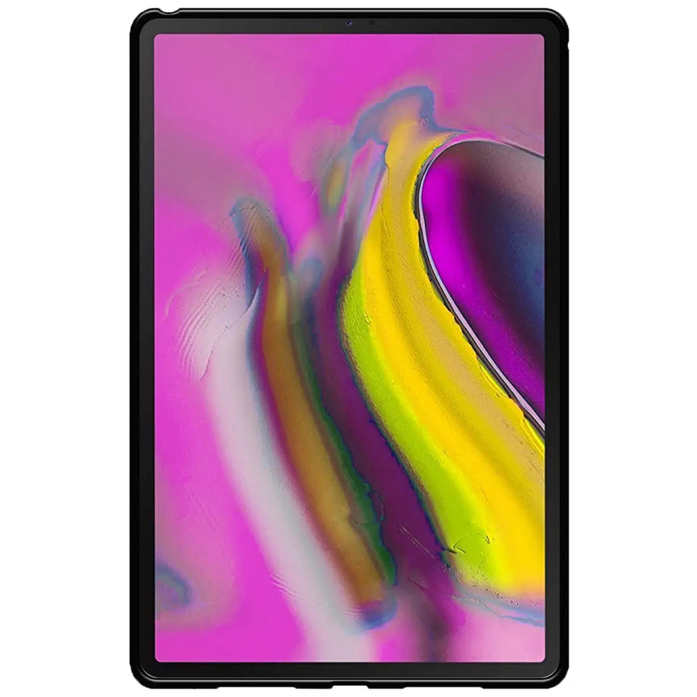 Schwarze TPU-Hülle um ein Samsung Galaxy Tab A 10.1 2019, Vorderansicht.