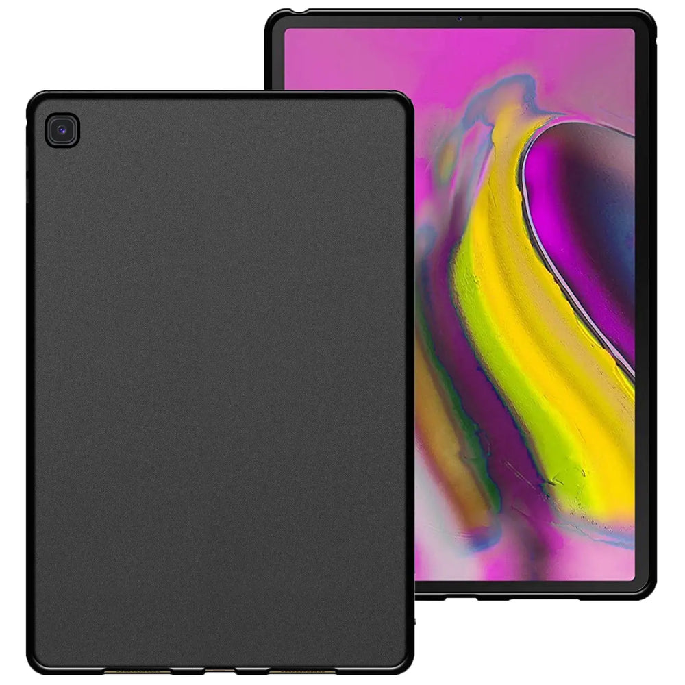 Schwarze TPU-Hülle für Samsung Galaxy Tab A 10.1 (2019), Rückansicht, Tablet im Hintergrund