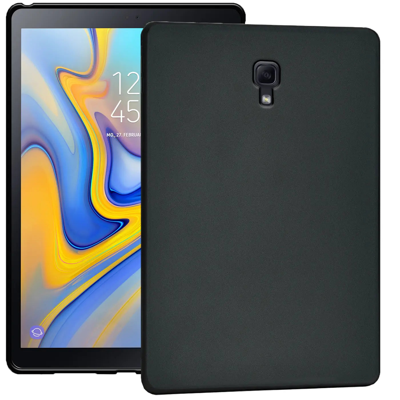 Schwarze TPU-Hülle auf der Rückseite eines Samsung Galaxy Tab A 10.5 2018.