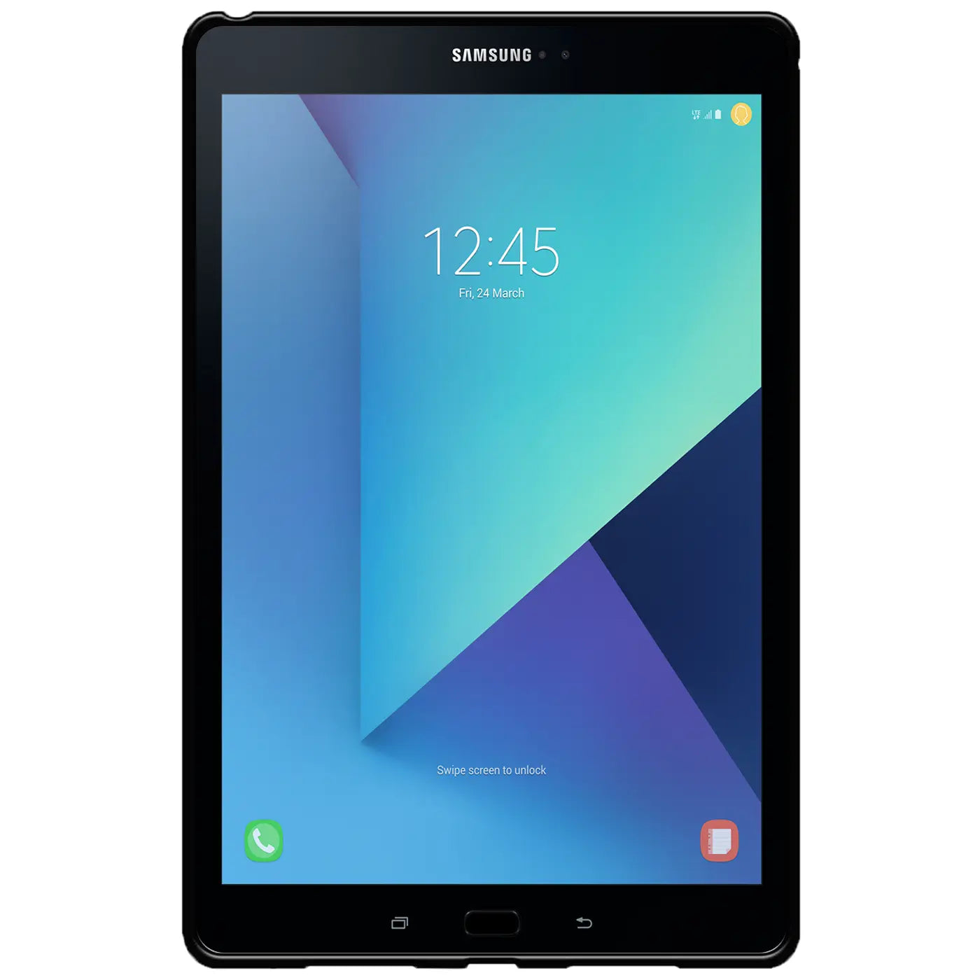 Schwarze TPU-Schutzhülle für Samsung Galaxy Tab S3 9.7, Vorderansicht.