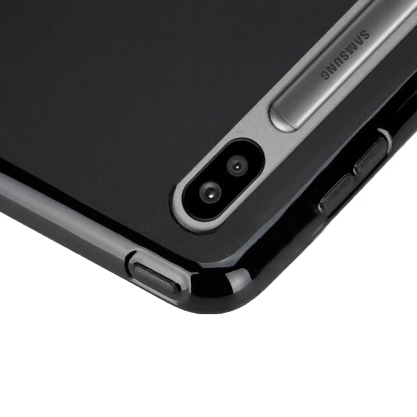 Schwarze TPU-Hülle für Samsung Galaxy Tab S6, Nahaufnahme der Kamera und des S-Pen-Schlitzes