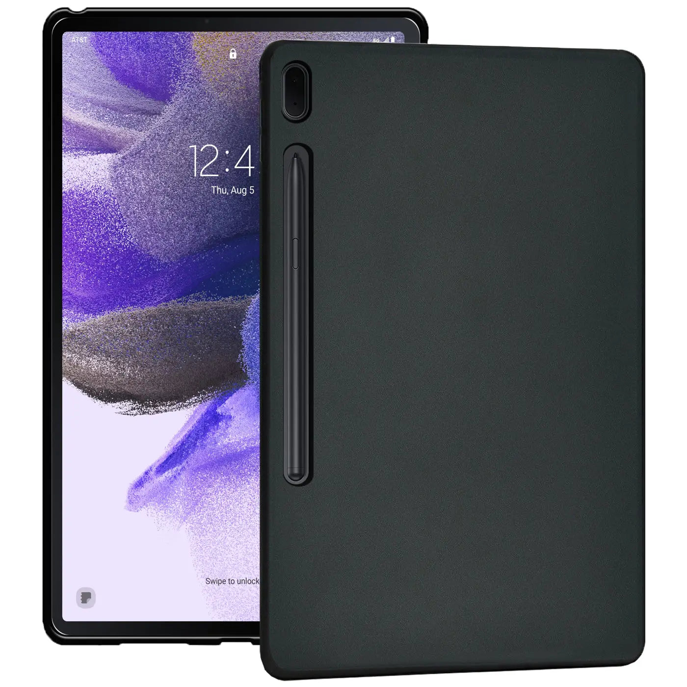 Schwarze TPU-Schutzhülle für Samsung Galaxy Tab S7/S8 mit Stifthalter, von vorne