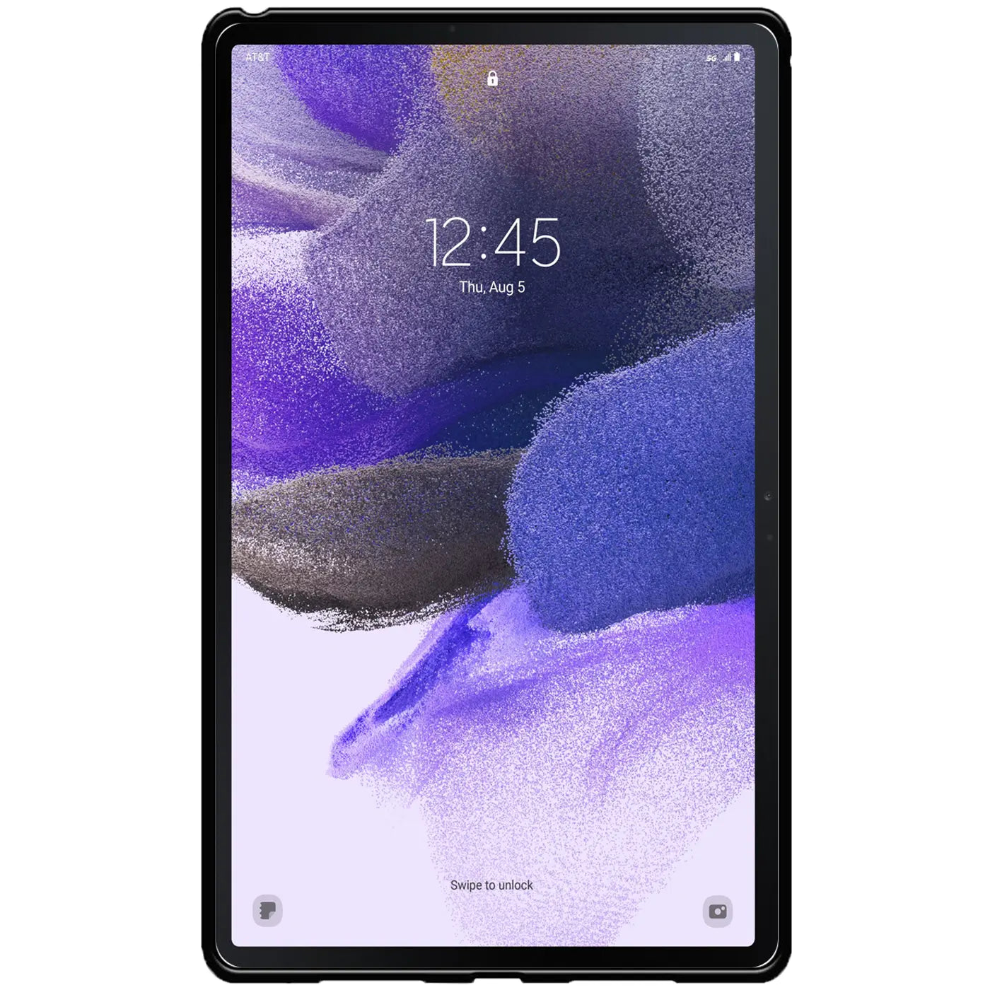 Schwarze TPU-Schutzhülle um ein Samsung Galaxy Tab S7/S8, Vorderansicht.