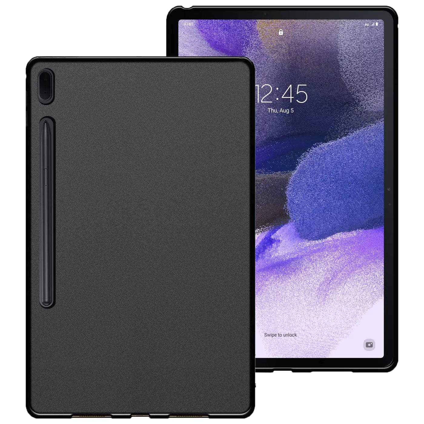 Schwarze TPU Schutzhülle für Samsung Galaxy Tab S7/S8, Vorderansicht, mit Tablet