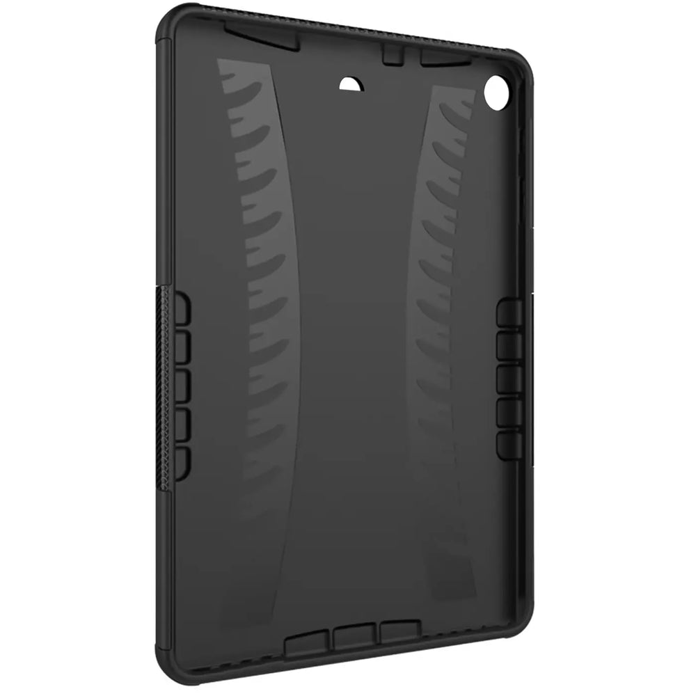 Schwarze Tablet-Hülle aus Gummi, Rückansicht, für iPad (5./6. Gen.)