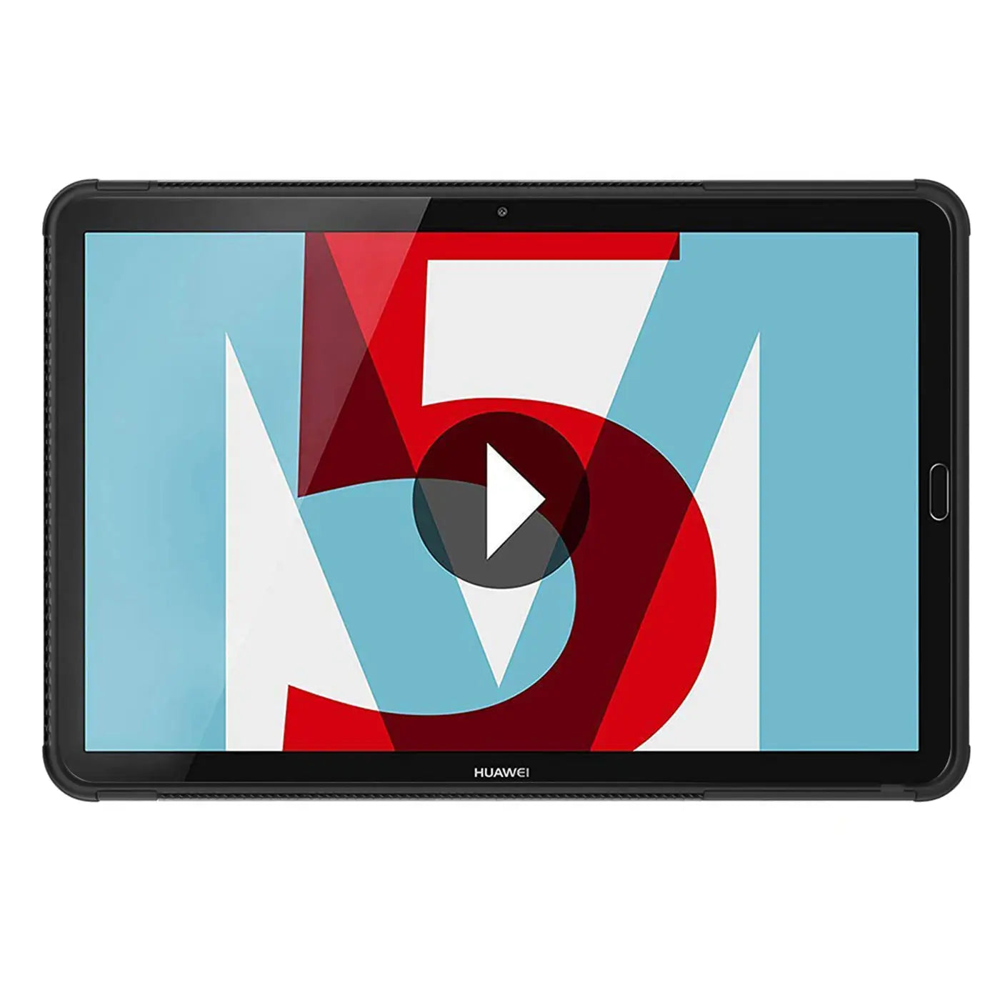 Schwarze Tablet-Hülle aus Kunststoff mit Ständerfunktion, Vorderansicht, zeigt Huawei Mediapad M5 10.8.