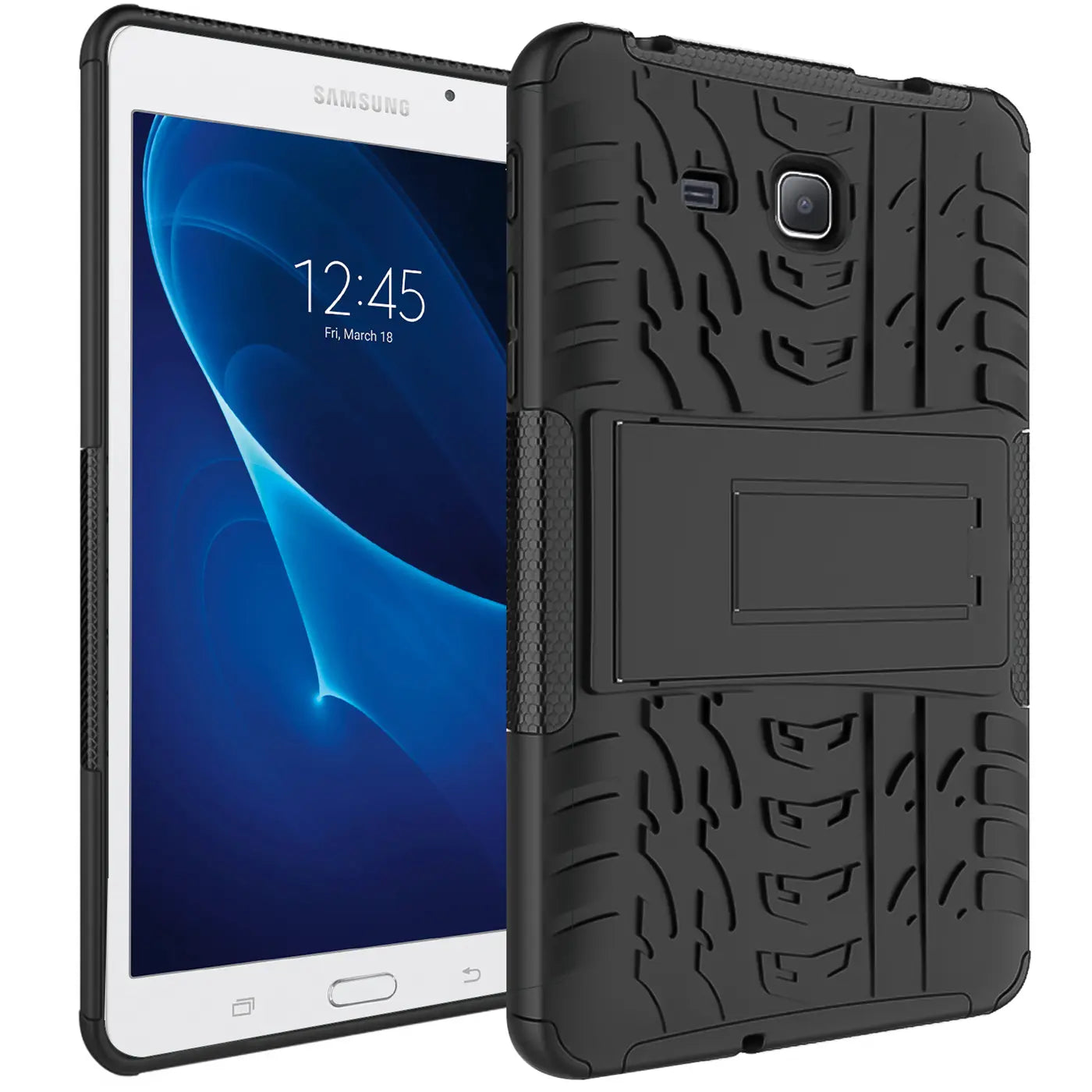 Schwarze Outdoor-Hülle aus Gummi mit Ständer für Samsung Galaxy Tab A 7.0 2016, Seitenansicht