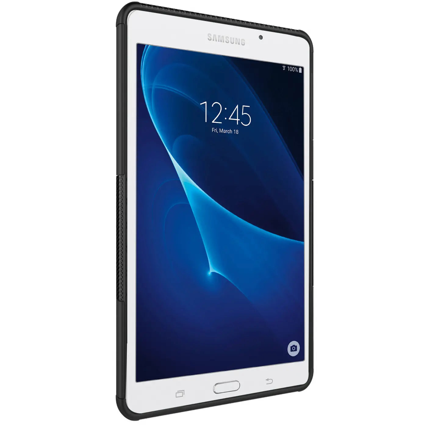 Schwarze Tablet Hülle aus Kunststoff mit Samsung Galaxy Tab A 7.0 2016, Seitenansicht.