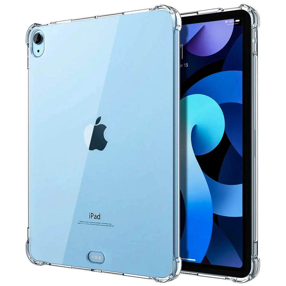 Klar Hülle aus TPU für iPad Air (4. Gen.), Rückseite und Seite sichtbar, von vorn.