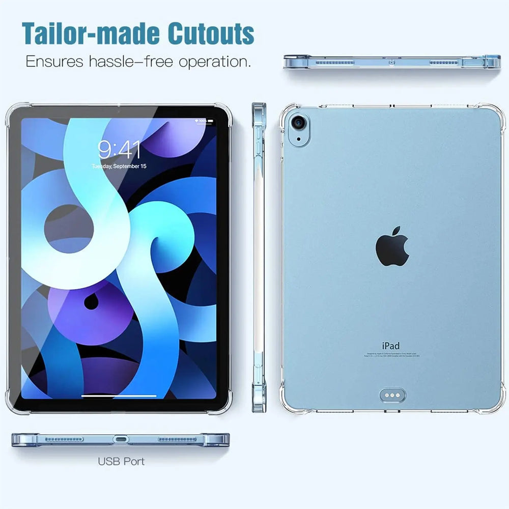 Klar, stoßfeste Hülle für iPad Air (4. Gen.), Vorder- und Rückansicht, Seitenansicht
