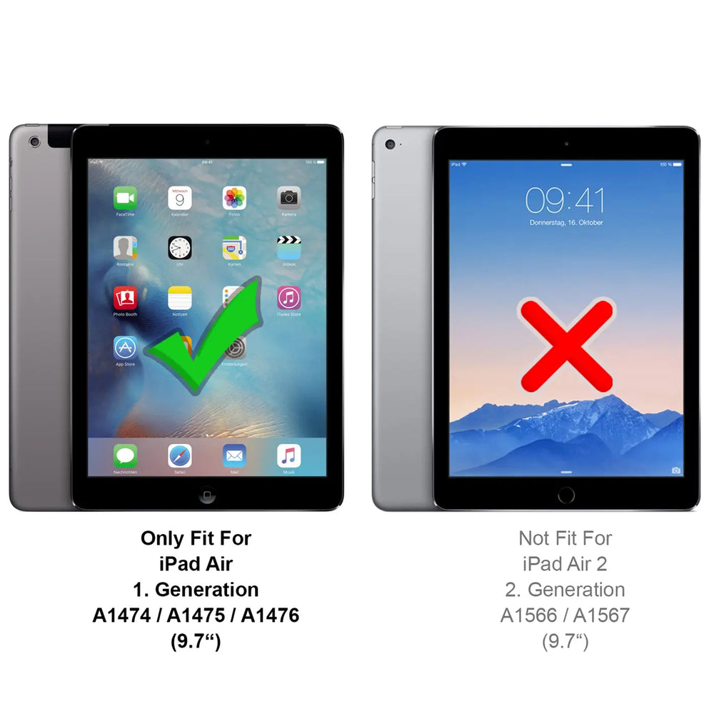 Zwei iPads, links mit grüner Häkchen-Grafik, rechts mit rotem Kreuz. Silber.