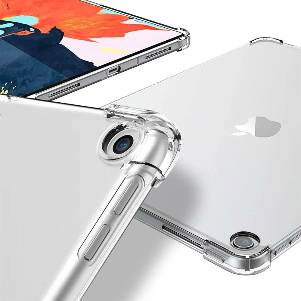 Klar, stoßfeste Hülle aus Kunststoff für iPad Air 1, Nahaufnahme, Rückseite und Kamera.