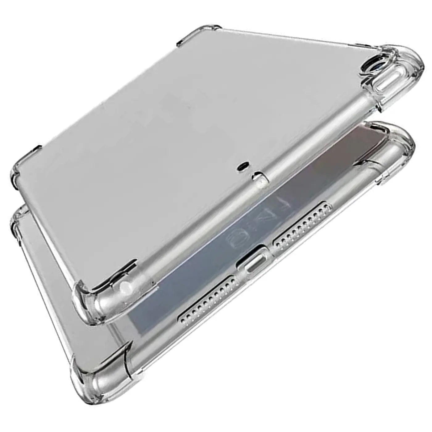 Klar, transparente Hülle aus Kunststoff für iPad mini 4, von schräg oben fotografiert.