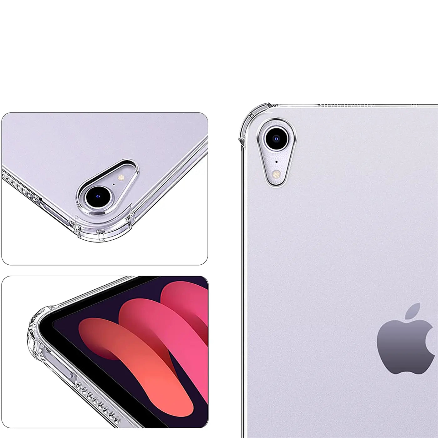 Klar Hülle aus Kunststoff, zeigt Rückseite und Ecken eines iPad mini (6. Gen.)