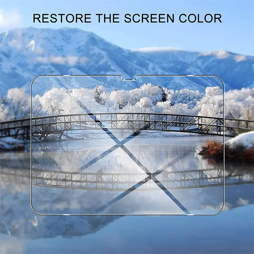 Displayschutzfolie aus Glas, zeigt Winterlandschaft, Vorderansicht, iPad (10. Gen.)