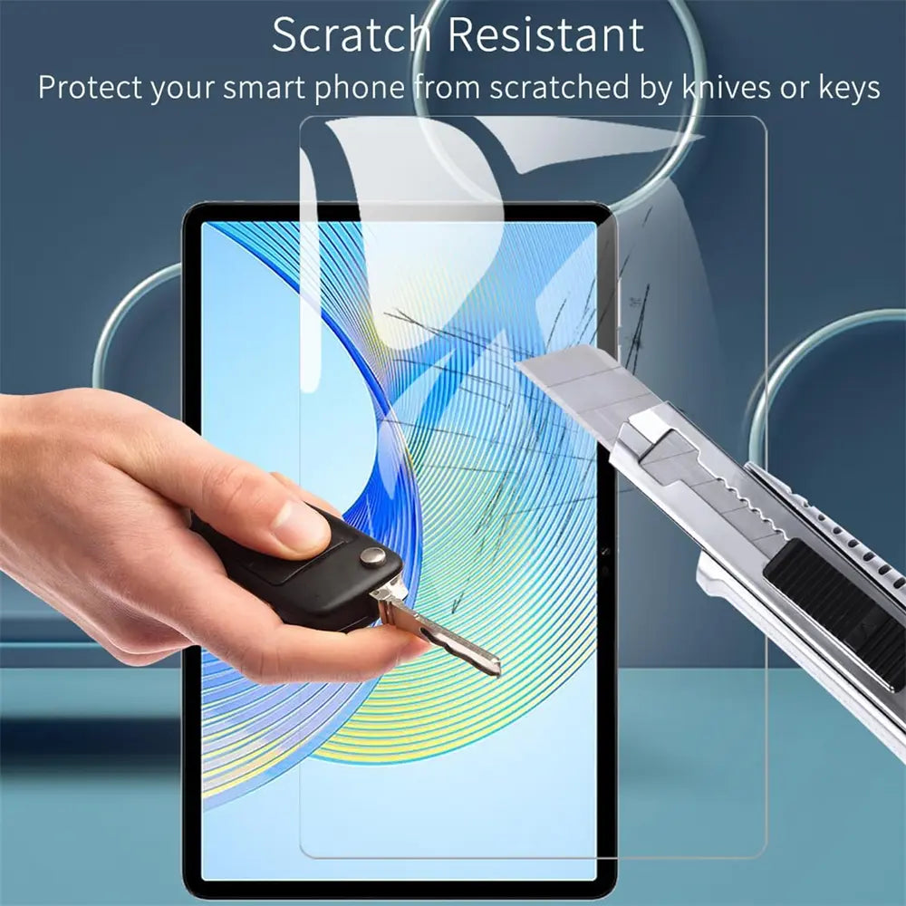 Honor Pad X9 mit Displayschutzfolie, Schlüssel und Cuttermesser, Nahaufnahme