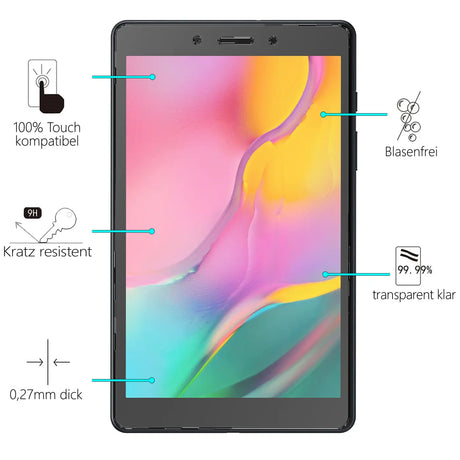 Displayschutzglas aus gehärtetem Glas für Samsung Galaxy Tab A 8.0 2019 – Kratzfest und blasenfreie Installation